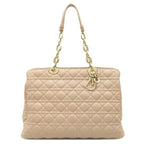 Dior Tote Cannage Chain Leather Pink Beige Gold