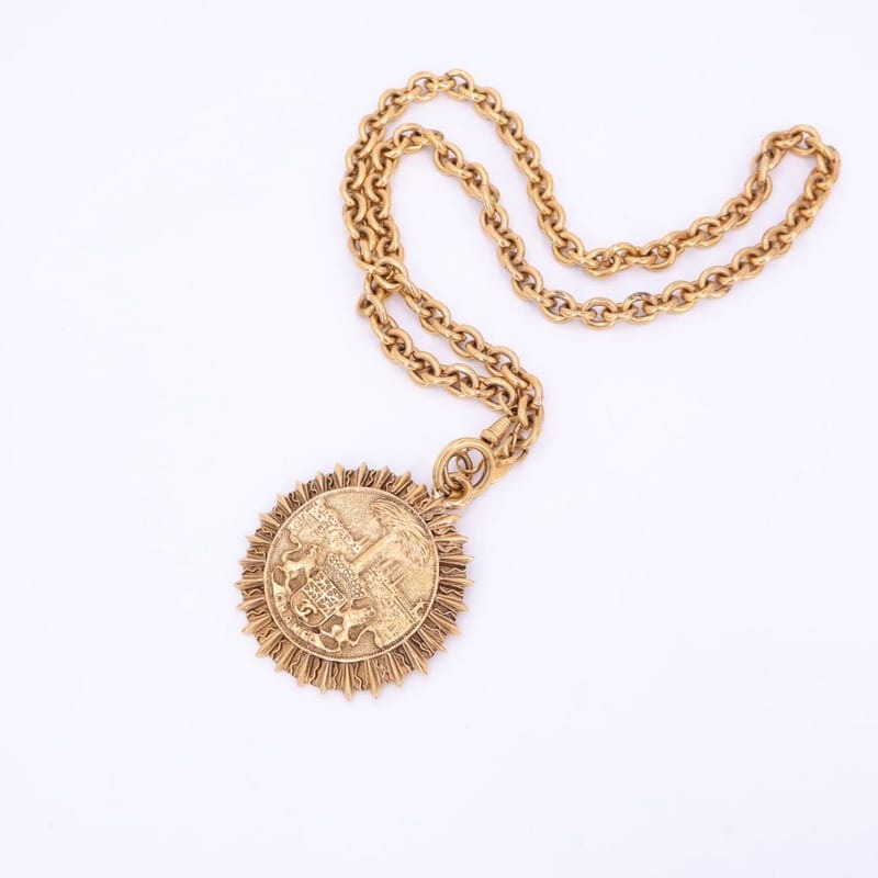 Chanel Coco Mark Round Necklace Chain Long GP Gold — view 2