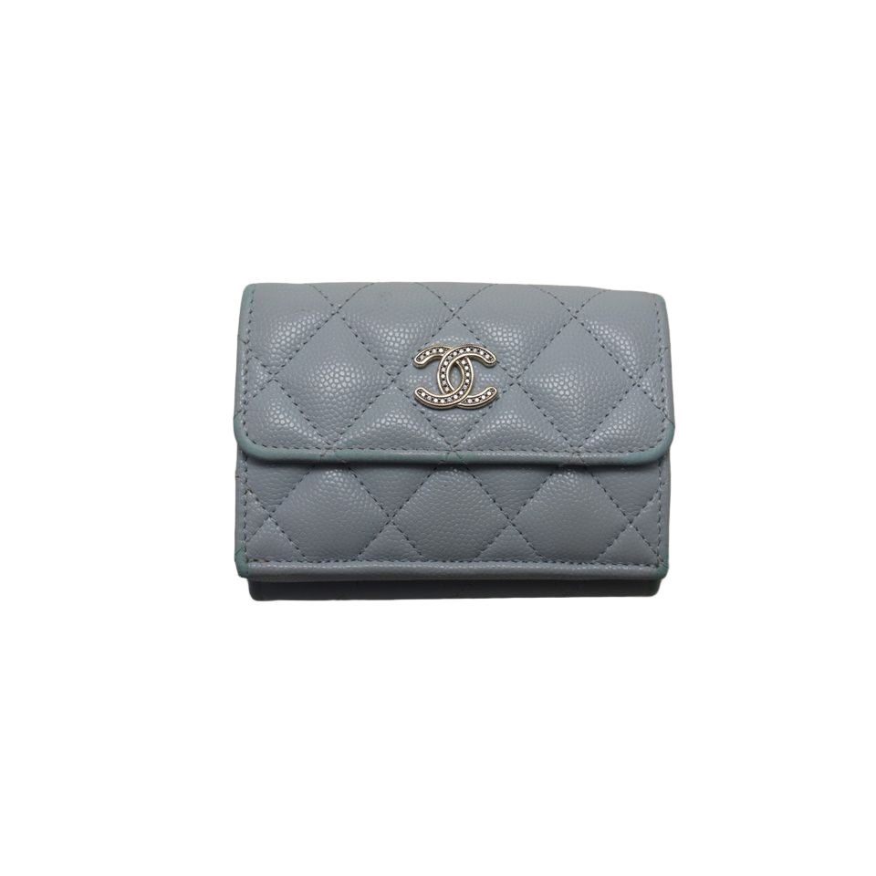 Chanel Quilted Caviar Leather GD Trifold Wallet