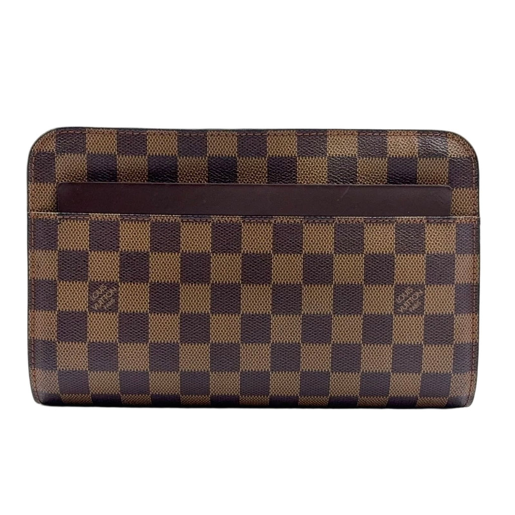 Louis Vuitton Damier Saint Ebene Leather Brown Clutch Gold