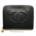 Chanel CC Logo Caviar Leather Mini Pouch Second Black