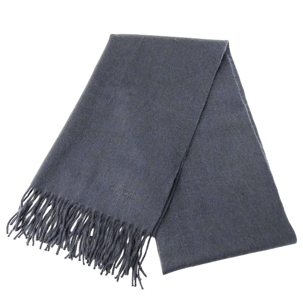 Hermes Muffler Shawl Cashmere Charcoal Cold Protection Scarf