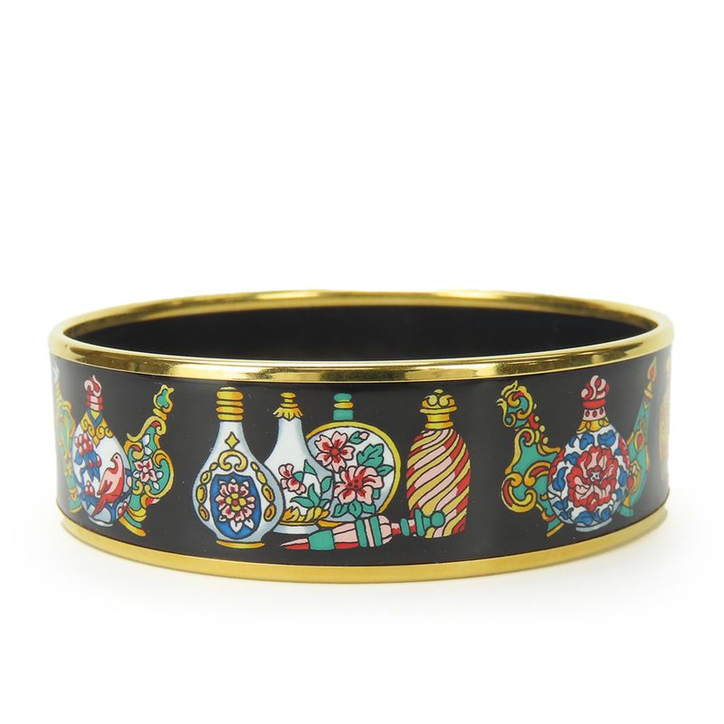 Hermes Bangle Emile Metal Cloisonne Black Multicolor Gold Hardware Plated — view 4