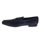 Prada Logo Plate Suede Leather Square Toe Loafer Shoes 2 Dc226 Navy 10 — view 2