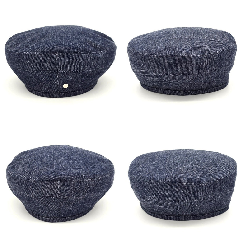 Hermes Beret Santo Honore Cap 56 Denim Button — view 2
