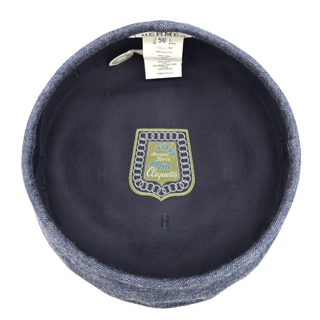 Hermes Beret Santo Honore Cap 56 Denim Button — view 4
