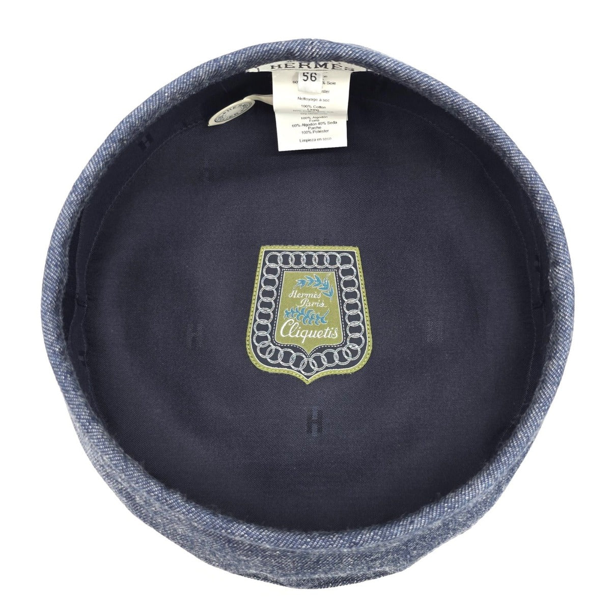 Hermes Beret Santo Honore Cap 56 Denim Button — view 4