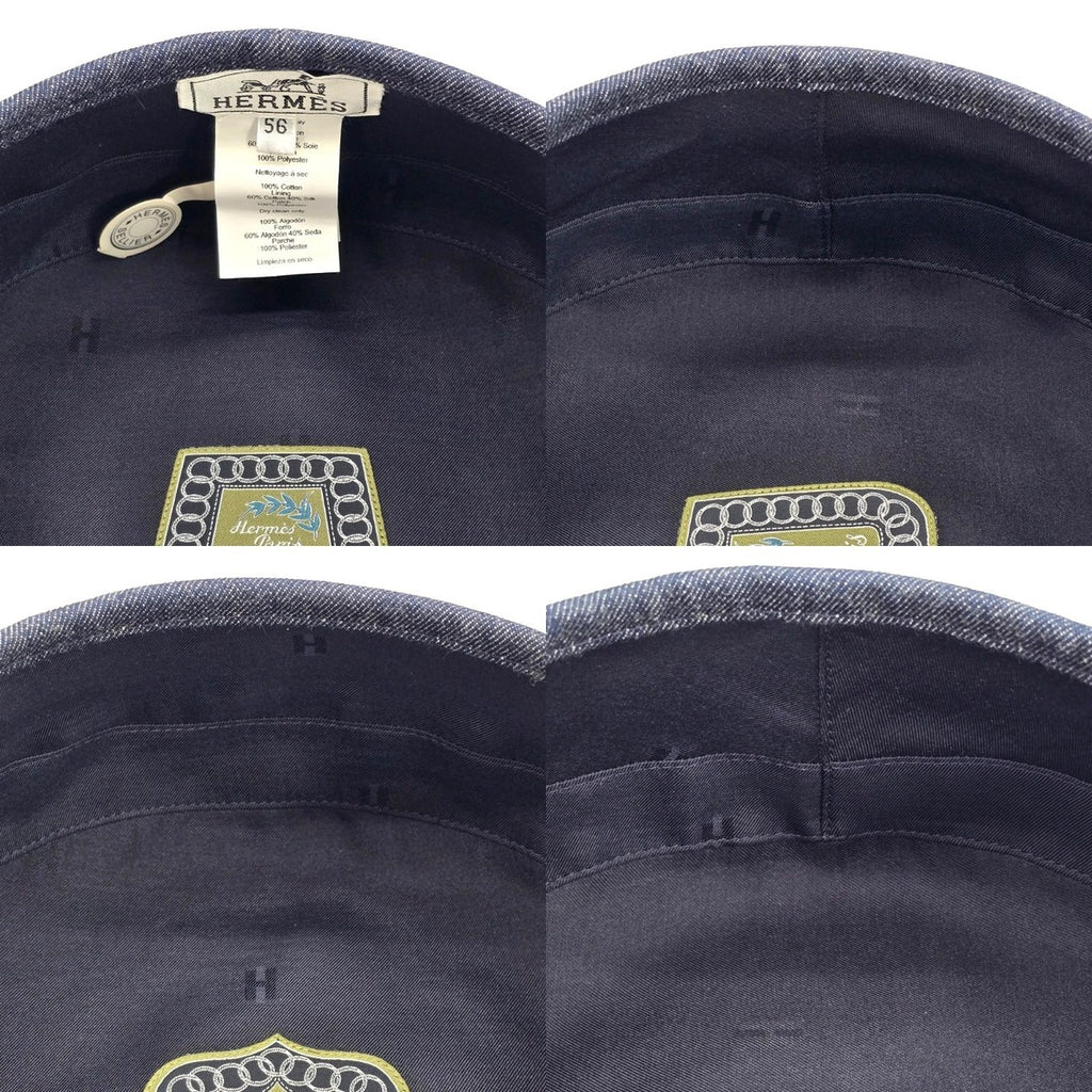 Hermes Beret Santo Honore Cap 56 Denim Button — view 5