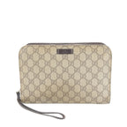 Gucci GG Supreme Leather Clutch Pouch Brown