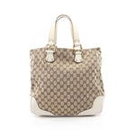 Gucci Tote Bamboo Horsebit GG Canvas Beige Ivory Leather