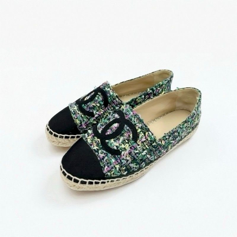 Chanel Flat Shoes Fabric Multicolor Coco Mark Espadrilles