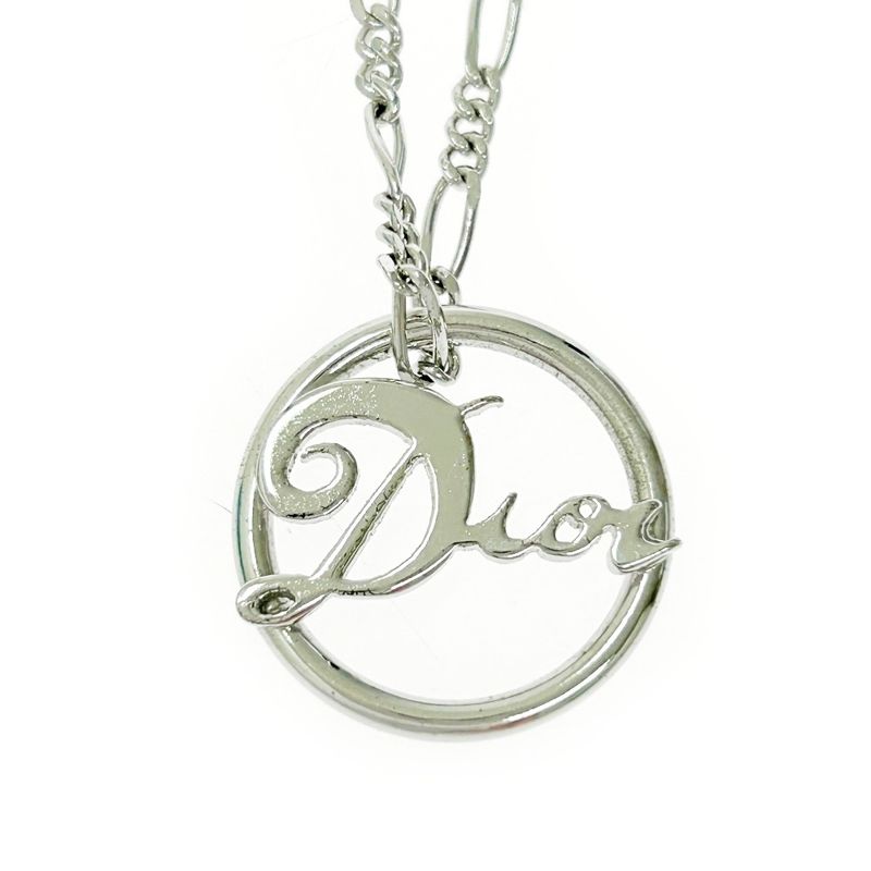 Christian Dior Logo Circle Necklace Silver — view 3