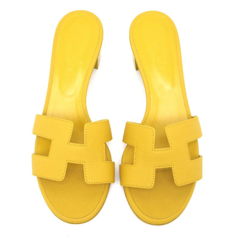 Hermes Oasis Sandals Size 35 Yellow Series Heel H Motif — view 3