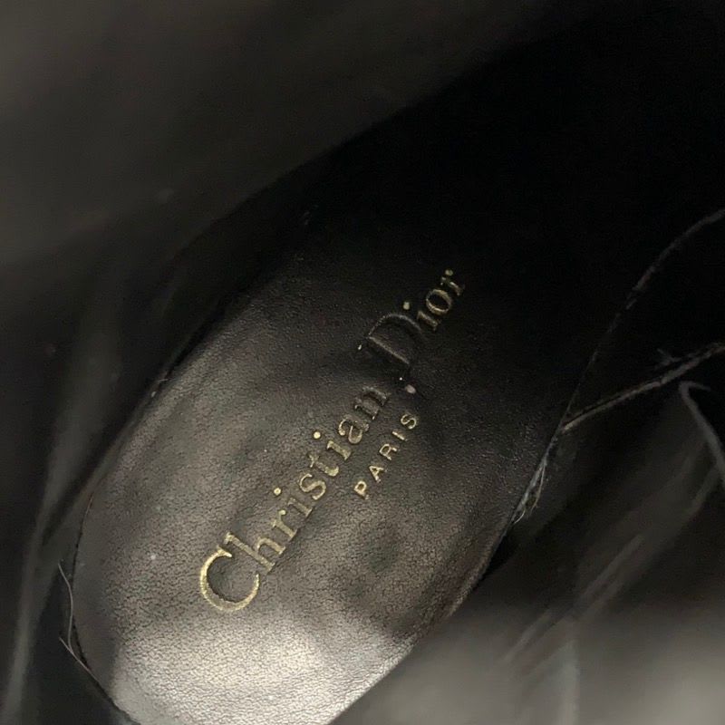 Christian Dior D-town Boots Short Shoes Leather Black Gold Logo — view 6