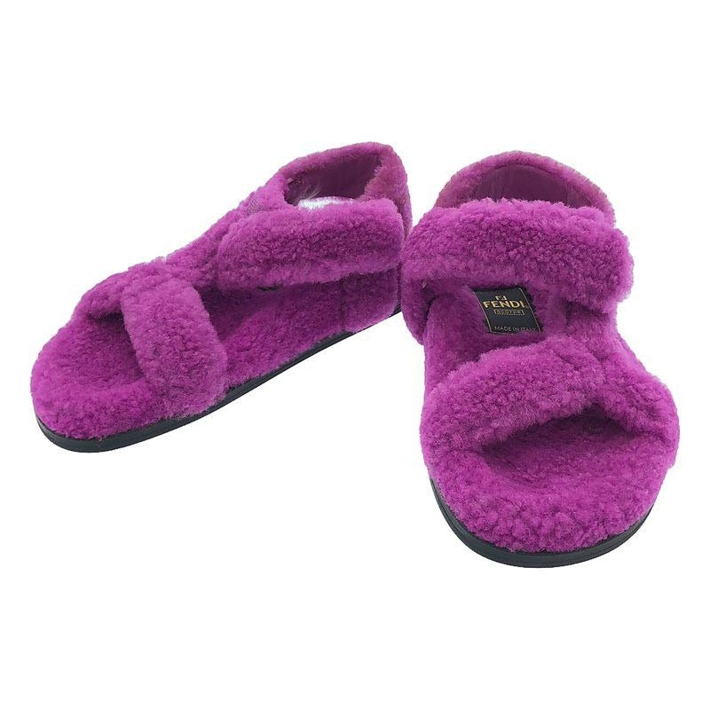 Fendi Sheep Fur Shearling Sandal Zucca 35 1 2 Purple