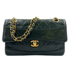 Chanel Quilted CC Logo Lambskin Dark Green Shoulder Bag Gold