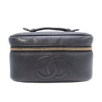 Chanel Vintage Caviar Leather Vanity CC Logo Stitch Side Pouch