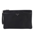 Prada Clutch Nylon Saffiano Leather Black