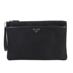 Prada Clutch Nylon Saffiano Leather Black