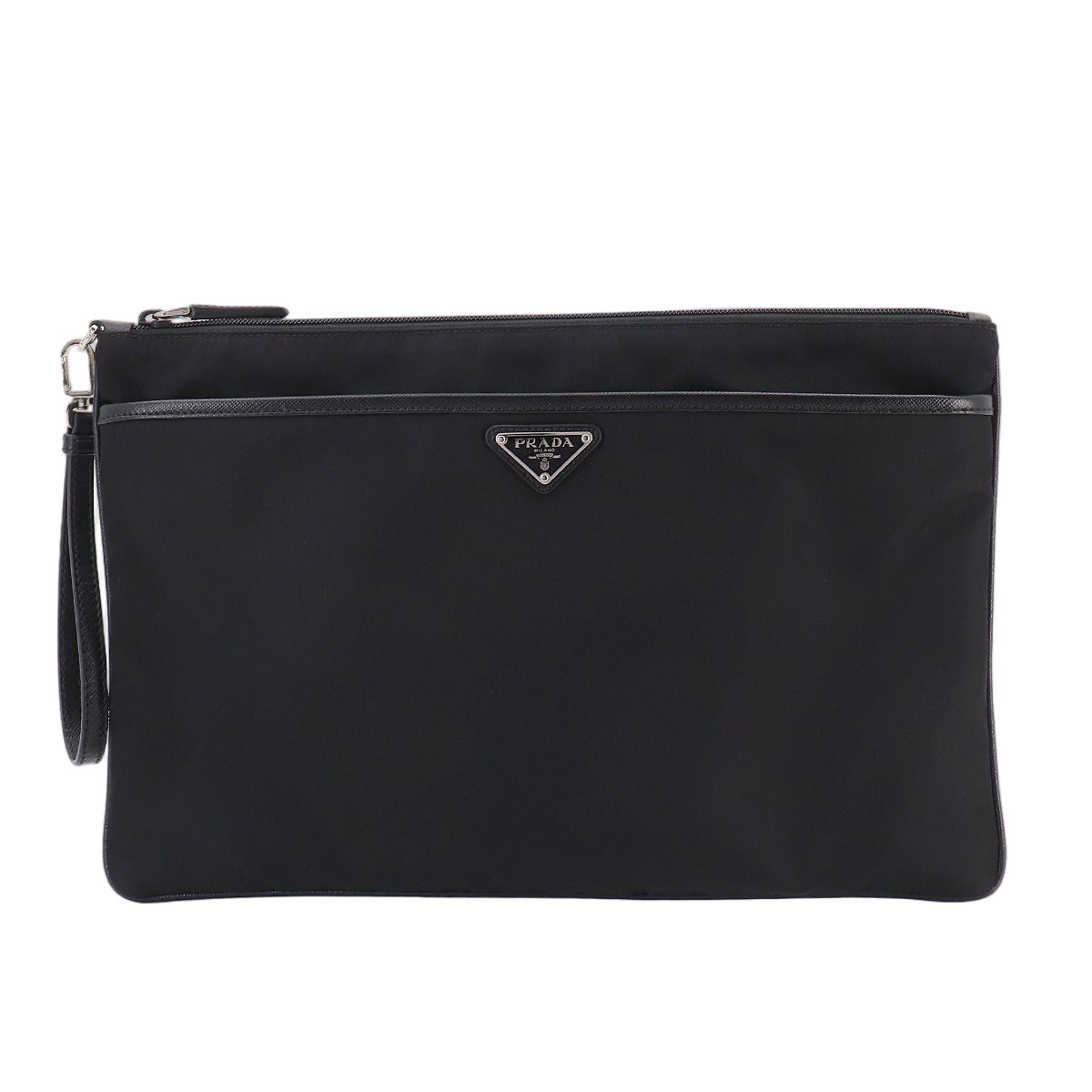 Prada Clutch Nylon Saffiano Leather Black