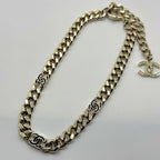 Chanel Necklace Coco Mark Triple Chain with Flat