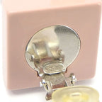 Chanel Earrings Square Coco Mark Heart Rhinestone Pink Silver Plated 04 — view 7