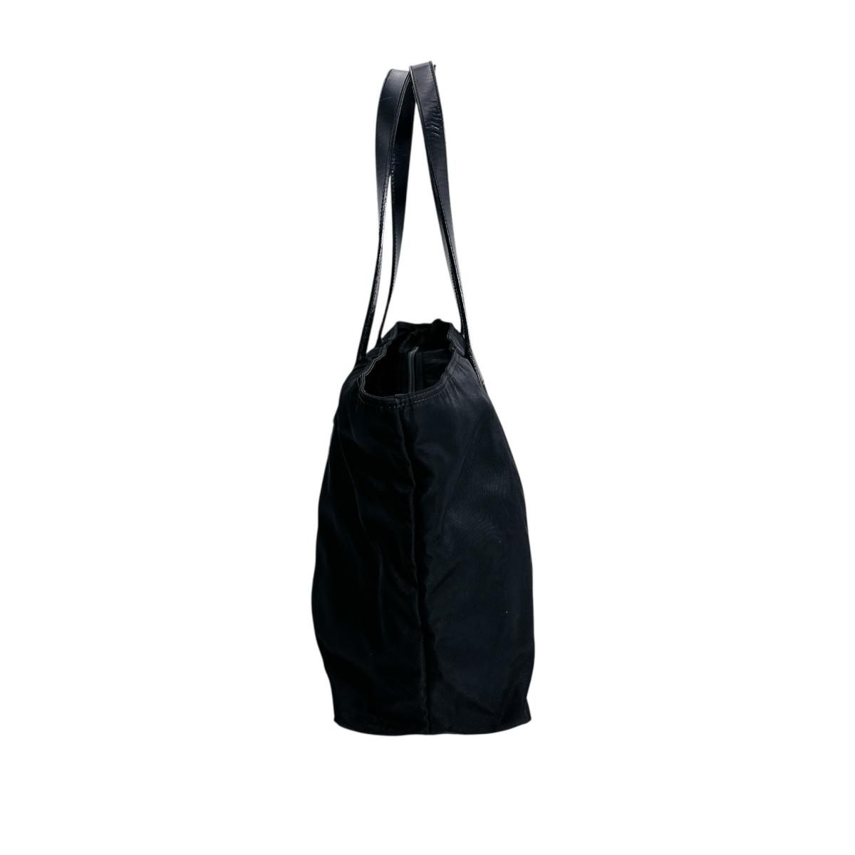 Prada Handbag Triangle Logo Tote Bag Black — view 3