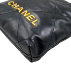 Chanel Shoulder Bag 22 Mini As3980 Shiny Calfskin Black Chain Gold Hardware — view 7