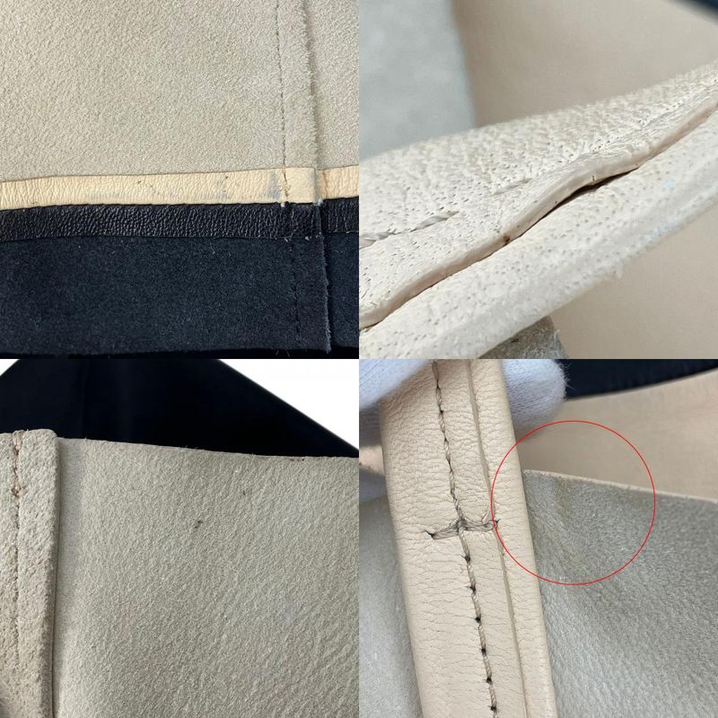 Celine Tote Bag Horizontal Cabas ebt Leather Beige Black Gold Hardware — view 8