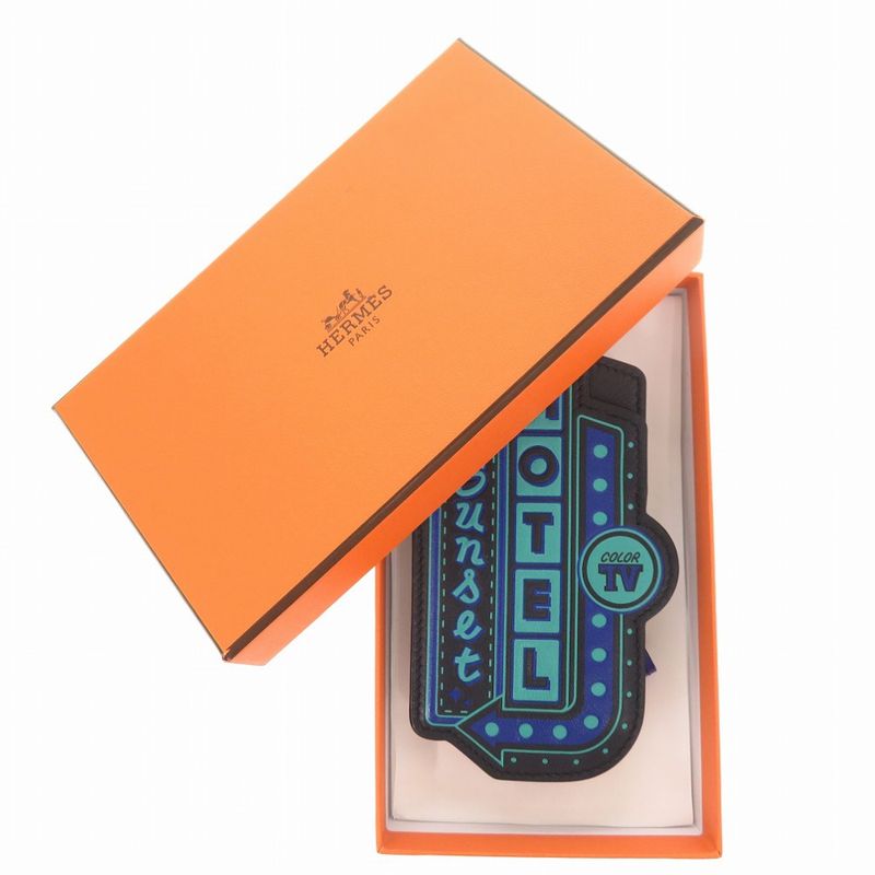 Hermes Motel Sunset Leather Black Blue Silver Hardware Engraved C Name — view 2
