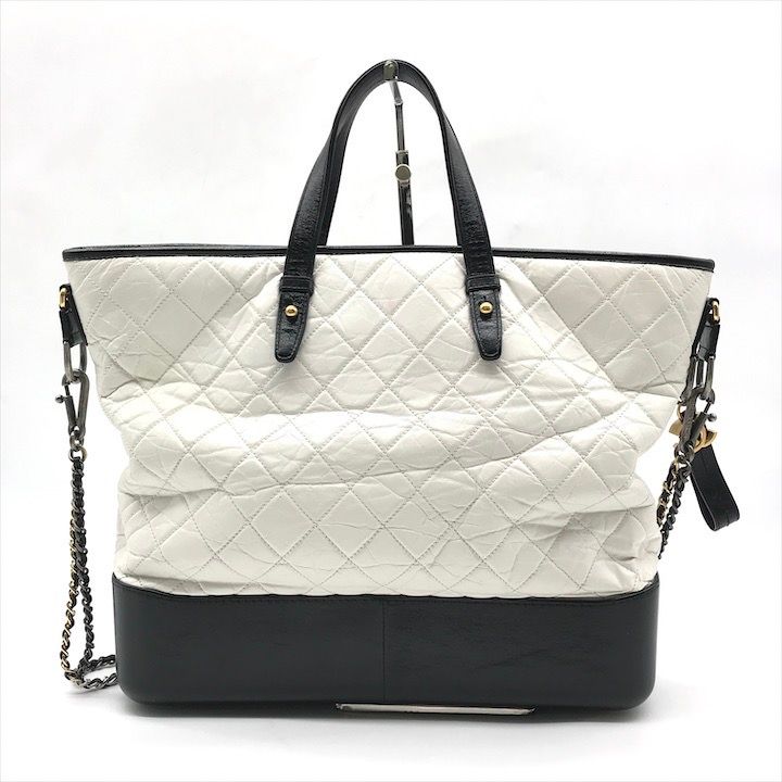 Chanel CC Logo Quilted Gabriel 2-Way White Bicolor Purse — view 3
