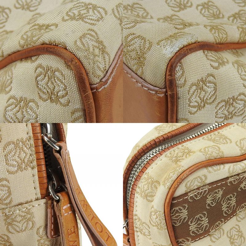 Loewe Tote Bag Anagram Canvas Leather Beige Brown Silver Hardware Business — view 5