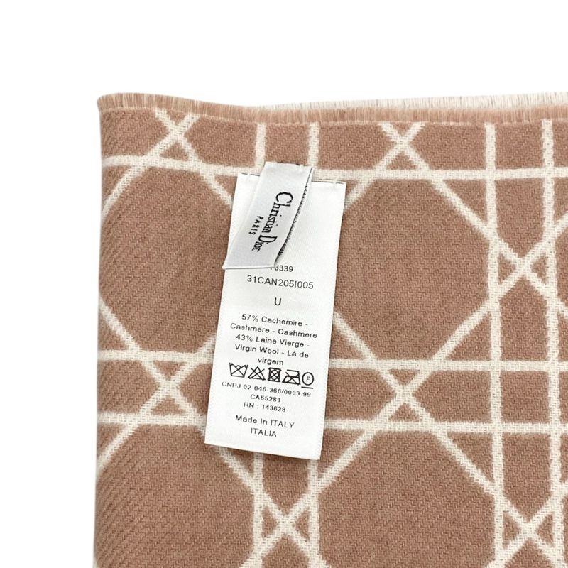 Christian Dior Scarf Cannage 31 Can205 I005 Logo Cashmere Wool Pink White — view 7