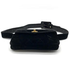 Chanel CC Logo Velour Quilted Waist Pouch Black — view 3