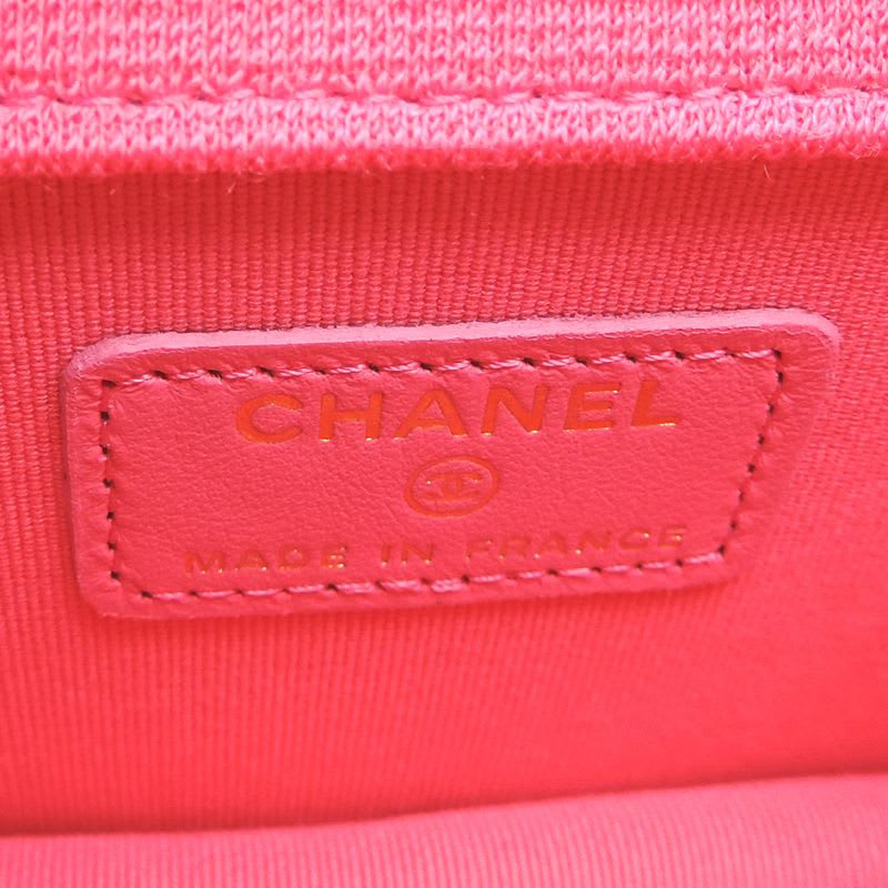 Chanel Shoulder Mini Quilted Chain Cotton Red Bag — view 7