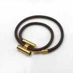Hermes Tournis Bangle Bracelet Leather Gold — view 4