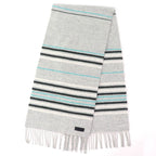 Hermes Neo Lo Cabasol 100% Cashmere Gris Chine Logo Leather Patch Fringe Scarf — view 3