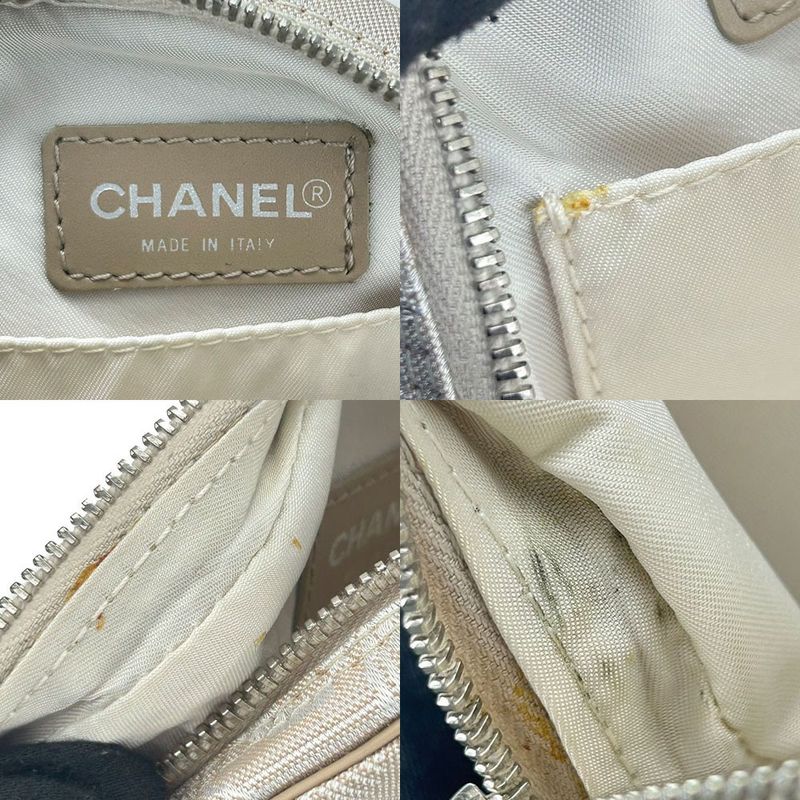Chanel Pouch New Travel Line 7 th Beige Jacquard Nylon Round Small — view 6