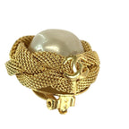 Chanel Pearl Coco Mark Gold White Metal Earrings 97 — view 6