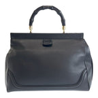 Gucci Bamboo Black Gold Hardware Leather Handbag — view 2