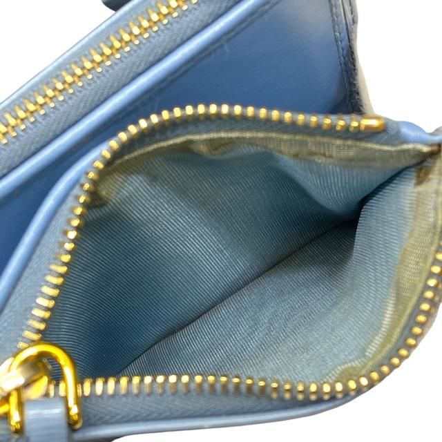 Prada 1 Ml024 Wallet Fold Compact Logo Leather Light Blue — view 7