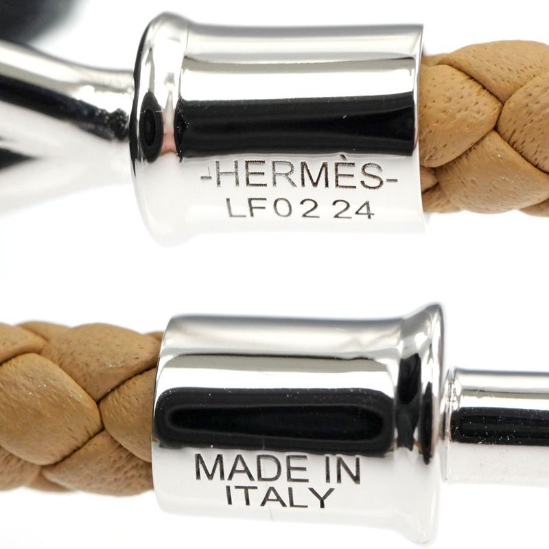 Hermes Jumbo Bracelet Braided Biscuit Silver Hardware Leather — view 8