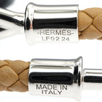 Hermes Jumbo Bracelet Braided Biscuit Silver Hardware Leather — view 8