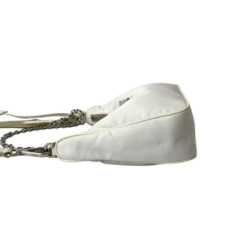 Prada Re Edition Triangle Logo Hardware Nylon Saffiano Leather 2-Way Chain Semi — view 6