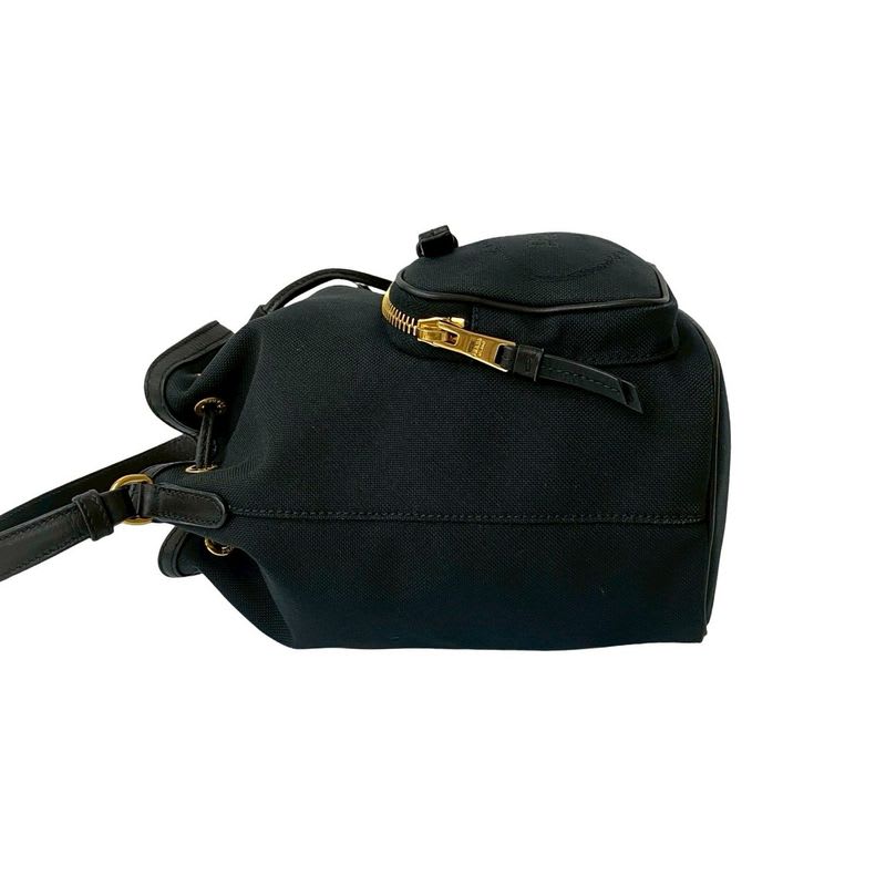 Prada Duet Logo Canvas Leather Drawstring 2-Way Handbag