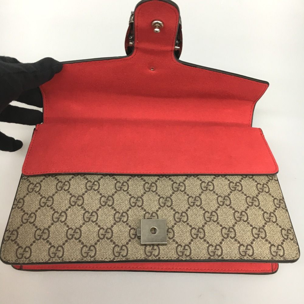 Gucci Duonysus Shoulder Bag GG Supreme Gray Red — view 4