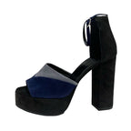 Hermes Sandals Shoes Suede Navy Black Gray Ankle Strap — view 3