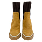 Hermes Boots Short Sock Shoes Suede Fabric Bicolor Camel Brown — view 2
