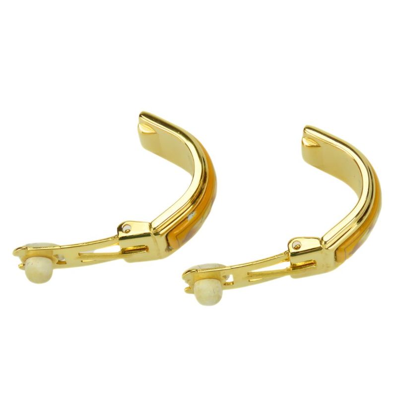 Hermes Earrings Emile Metal Yellow Gold Cloisonne Flower Plated — view 4