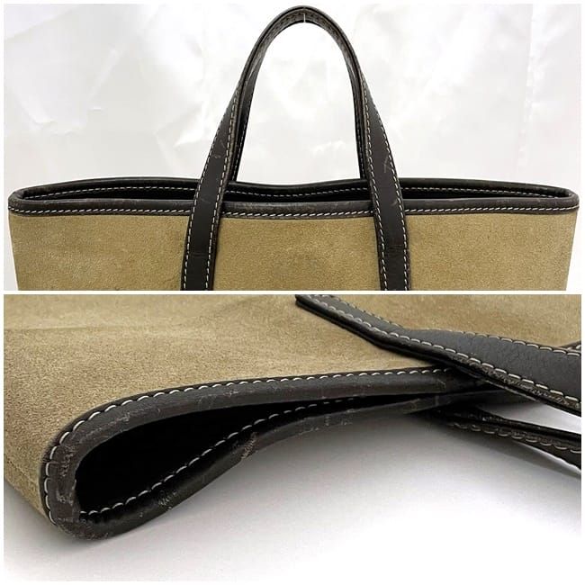 Loewe Tote Bag Beige Brown Anagram Suede Leather — view 6